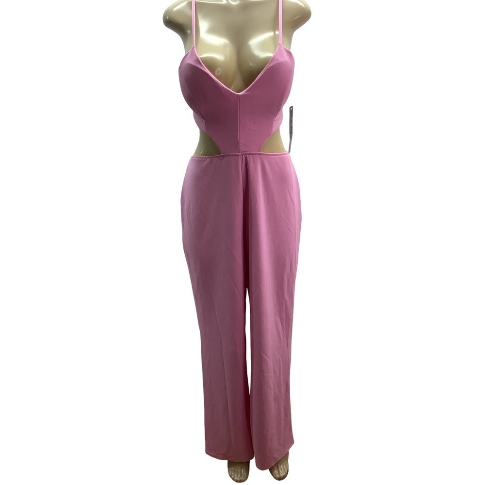 Trixxi Size Large Pink Flare Leg Wide Leg  Pantsuit & Bodycon Waist Cutout. New